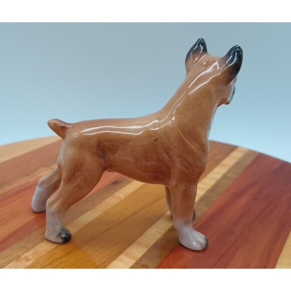 Vtg Boxer Dog Figure Tan Black Standing Male Smooshy Face Nub Tail Cropped Ears - Picture 6 of 12